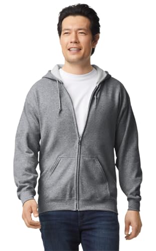 TICTEX Unisex Kapuzensweatjacke by Gildan | Heavy Blend Fleecejacke für Herren und Damen | Sweatjacke S-5XL mit Kapuze und Reißverschluss | Leichte Sommerjacke in vielen Farben | Graphite Heather, XL von TICTEX