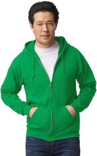 TICTEX Unisex Kapuzensweatjacke by Gildan | Heavy Blend Fleecejacke für Herren und Damen | Sweatjacke S-5XL mit Kapuze und Reißverschluss | Leichte Sommerjacke in vielen Farben | Irish Green, S von TICTEX