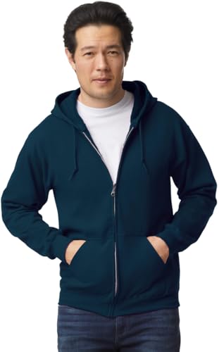 TICTEX Unisex Kapuzensweatjacke by Gildan | Heavy Blend Fleecejacke für Herren und Damen | Sweatjacke S-5XL mit Kapuze und Reißverschluss | Leichte Sommerjacke in vielen Farben | Navy, 4XL von TICTEX