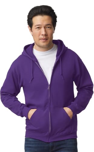 TICTEX Unisex Kapuzensweatjacke by Gildan | Heavy Blend Fleecejacke für Herren und Damen | Sweatjacke S-5XL mit Kapuze und Reißverschluss | Leichte Sommerjacke in vielen Farben | Purple, 3XL von TICTEX