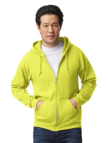 TICTEX Unisex Kapuzensweatjacke by Gildan | Heavy Blend Fleecejacke für Herren und Damen | Sweatjacke S-5XL mit Kapuze und Reißverschluss |Leichte Sommerjacke in vielen Farben|Safety Green-Yellow, 3XL von TICTEX