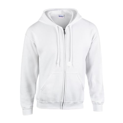 TICTEX Unisex Kapuzensweatjacke by Gildan | Heavy Blend Fleecejacke für Herren und Damen | Sweatjacke S-5XL mit Kapuze und Reißverschluss | Leichte Sommerjacke in vielen Farben | White, S von TICTEX