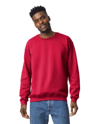 TICTEX Unisex Heavy Blend Crewneck Sweatshirt by Gildan - Herren-Pullover Baumwolle mit Rundhals in vielen Farben - große Größen - Cherry Red, L von TICTEX