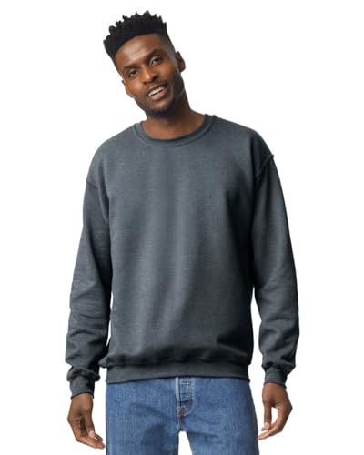 TICTEX Unisex Heavy Blend Crewneck Sweatshirt by Gildan - Herren-Pullover Baumwolle mit Rundhals in vielen Farben - große Größen - Dark Heather, L von TICTEX