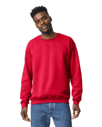 TICTEX Unisex Heavy Blend Crewneck Sweatshirt by Gildan - Herren-Pullover Baumwolle mit Rundhals in vielen Farben - große Größen - Red, L von TICTEX
