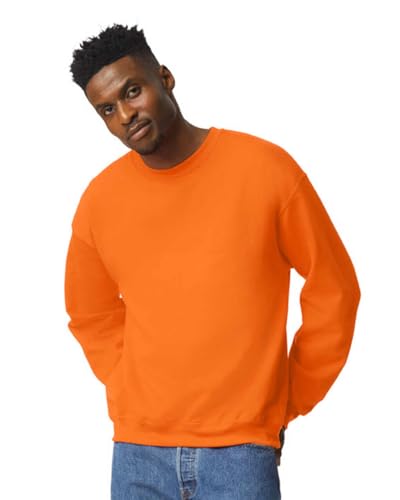 TICTEX Unisex Heavy Blend Crewneck Sweatshirt by Gildan - Herren-Pullover Baumwolle mit Rundhals in vielen Farben - große Größen - Safety Orange, 3XL von TICTEX