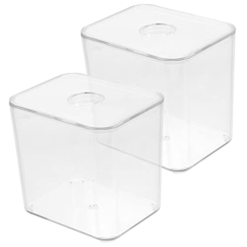 TIDTALEO 2stücke Klarer Aufbewahrungsbehälter Für Wattepads Stäbchen Stapelbar Transparenter Kosmetischer Organizer Aus Robustem Pet Für Schminktisch Und Badezimmer von TIDTALEO