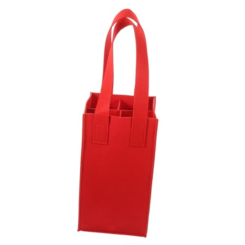 TIDTALEO Filz Weintragetasche mit Trennwand Roter Filz Flaschenträger für Flaschen Tragbare Weintasche mit Griff Stabile Aufbewahrung für Weinflaschen als und Reisetasche von TIDTALEO