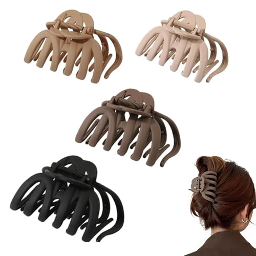 Oktopus-Haarklammern, rutschfest, starker Halt, große Haarklammern, breiter Griff, Haarschmuck für Damen und Mädchen, glattes, lockiges, gewelltes Haar, 4 Stück Oktopus-Haarklammern, rutschfest, starker Halt, große Haarklammern, breiter Griff, Haarschmuck für Damen und Mädchen, glattes, lockiges, gewelltes Haar, 4 Stück von TIEGUANJIA