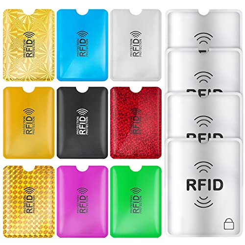 TIESOME 13pcs RFID-Blockierung Hüllen Umschläge (9 Credit Card Holder & 4 Passport Protektoren) Bunte RFID-Kartenhalter Kreditkartenhüllen Set RFID-Identität Kartenschutz für Frauen Männer von TIESOME