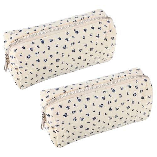 TIESOME 2 Stück Blumen Federmäppchen, Schlamppermäppchen Mädchen Federtasche Pencil Case mit Reißverschluss Mäppchen und Kann als Spielzeugtasche Kosmetiktasche Geldtasche Schlüsseltasche von TIESOME