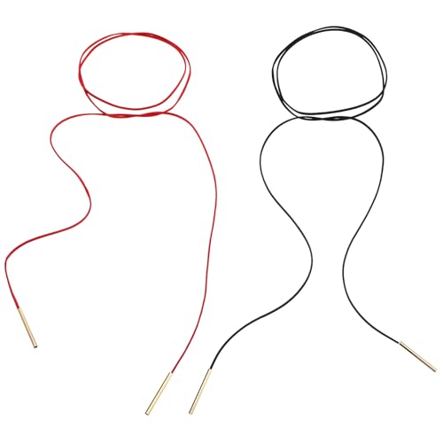 TIESOME 2 Stück Gothic Samt Choker Halskette, Lange Wickelseil Halsband Kette Gold Tube Anhänger Schwarz Rot Boho Party Halskette Für Frauen von TIESOME