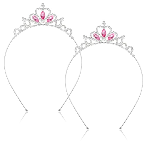 TIESOME 2 Stück Prinzessin Krone, Madchen Strass Krone, Krone Mädchen, Silber Prinzessin Krone Tiara Strass Stirnband für Frauen Mädchen Hochzeit Geburtstag Party von TIESOME