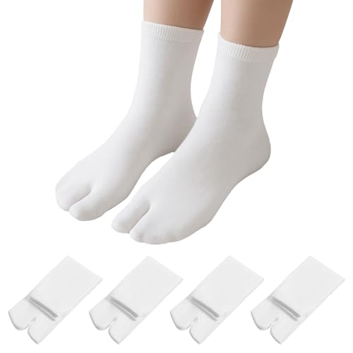 TIESOME 4 Paar Tabi Flip Flop Socken, Baumwolle Größe 36-42 Geteilte Zehensocken Elastisch Toe Socks für Damen und Männer von TIESOME
