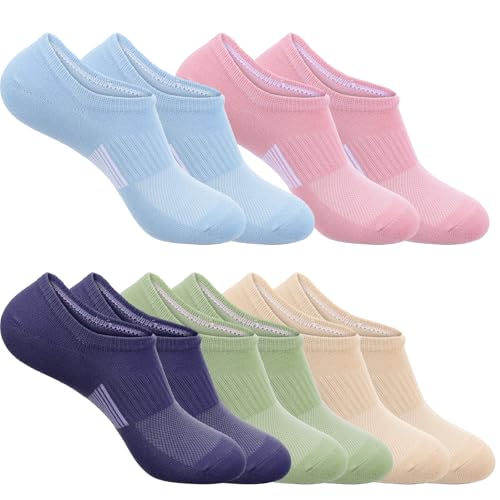 TIESOME 5 Paar Sneaker Socken Damen 35-38, Füßlinge No Show Socken mit Rutschfest Silikon Niedrig Sneakersocken Mit Atmungsaktivem Unsichtbare Knöchelsocken Für Damen Sportliche Lauf Sneaker von TIESOME