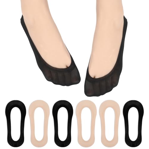 TIESOME 6 Paar Füßlinge Für Damen, Ultraniedrig Geschnittene Rutschfeste Dünne Innensocken Unsichtbare Versteckte Socken Für Flache Schuhe von TIESOME