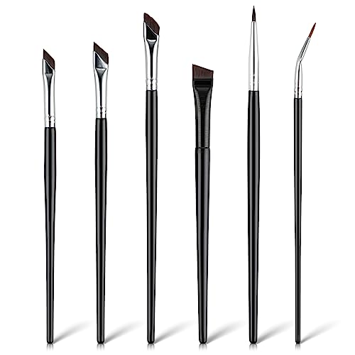 TIESOME 6Pcs abgewinkelt Eyeliner Pinsel Set, Ultra dünn Präzision Lidschatten Make-up Pinsel Set abgewinkelt Braue Pinsel Make-up-Tools für Lidschatten Augenbraue Kosmetik von TIESOME