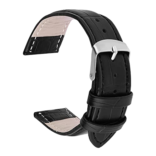 TIESOME Ersatz Uhrenarmbänder Uhrenarmband 18mm, Armband Uhren PU Leder, Verstellbare Uhren Armband mit Schnellverschluss Ersatzbänder, Watch Straps Band für Herren Men (Schwarz 18mm) von TIESOME