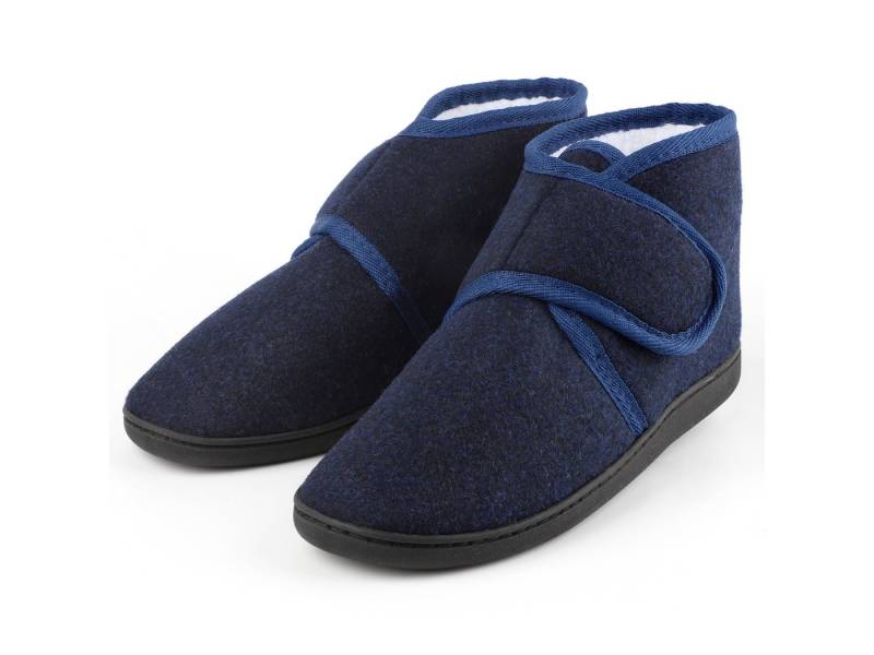 TIESTRA Damen Herren Winterhausschuhe, Warm Hausschuh (Memory Foam Sohle, flach geschnitten, 1-tlg) Kunststoffe mit Lammfell, breiter Fußbereich & Filzpantoffeln von TIESTRA