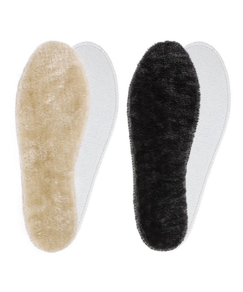 TIESTRA Einlegesohlen 2 Paar Warme Einlegesohlen – Lammfellsohlen für Winter, Damen & Herren Schuheinlagen, Flauschig-weiche Ersatzsohlen von TIESTRA