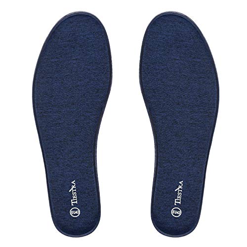 TIESTRA Memory Foam Einlegesohlen für Herren Damen Weich Einlegesohlen Arbeitsschuhe Komfort Schuheinlagen Dämpfung Atmungsaktiv Memory Schaum Sohle für Sneaker, Wanderschuhe, Sport Schuhe Blau EU37 von TIESTRA