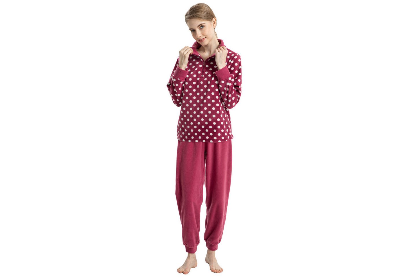 TIESTRA Schlafanzug Damen Pyjama Winter Warm WeichNachtwäsche Herbst Hausanzug von TIESTRA
