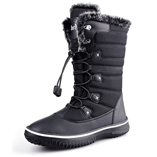 TIESTRA Winterstiefel Damen Wasserdicht Gefüttert Bequem Schneestiefel Warm Winterboots Winterstiefel Thermo Schneestiefel Stiefel Hoch Winterschuhe Damen Unisex Gr. 37 von TIESTRA