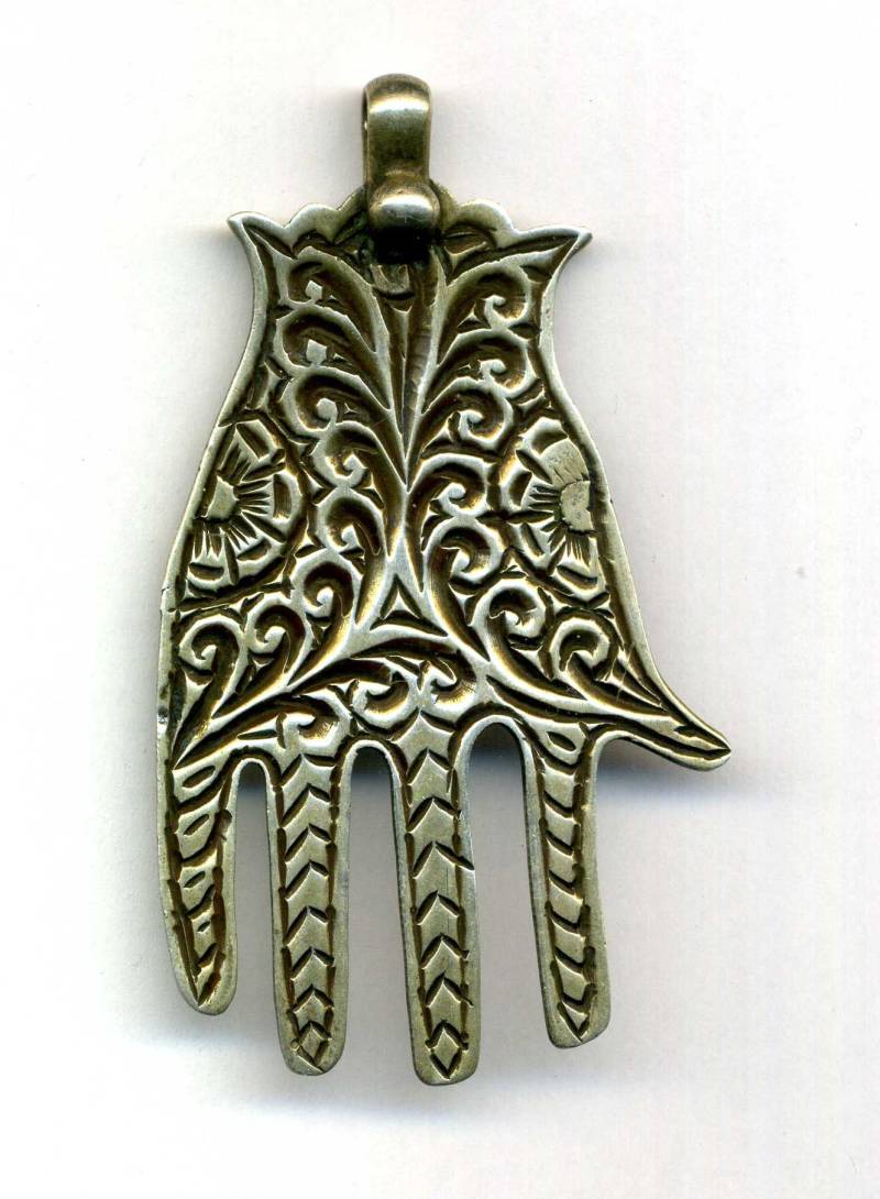 Marokko Fatima Hand in Geformtem Silber Von Essaouira - Gestanzt von TIFINAGH