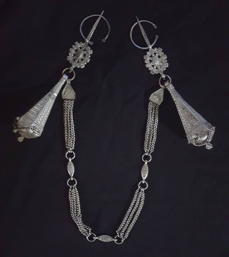 Marokko - Fibeln Paar Tizerzai Silber Brust Ornament Außergewöhnliches Stück Der Sammlung von TIFINAGH