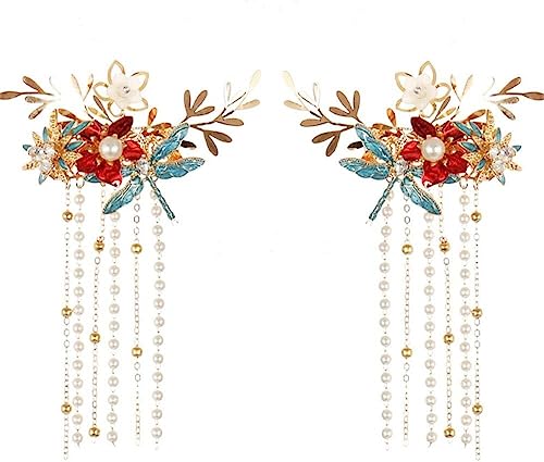 Handgefertigte Braut-Hochzeits-Haarnadeln, Hochzeits-Haarnadel, Braut-Haarnadeln, Quasten-Haarnadel, klassische chinesische Hanfu-Haarnadeln im Retro-Stil, for Frauen und Mädchen, langes Haar-Styling, von TIFONY