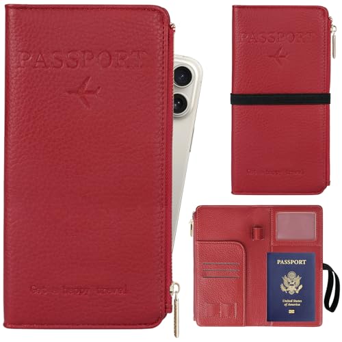 TIGARI Reisebrieftasche, Reisepasshülle für Reisen, RFID-blockierende Reisepasshülle für Frauen, Reißverschlussfach, Kartenfächer, Stifthalter, Geldbörsen, Reisedokumenten-Organizer, wasserdichtes von TIGARI