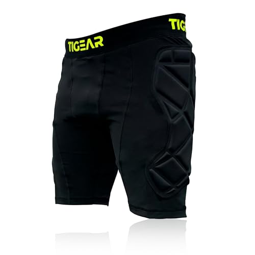 TIGEAR Defender Pro Fußball-Torwart-Schutz-Shorts, Slider-Shorts, gelb, 28W von TIGEAR