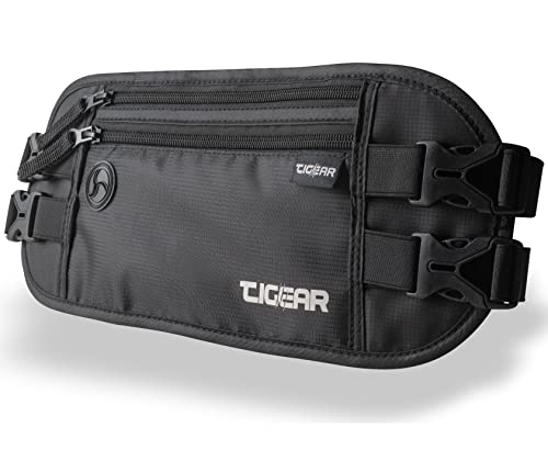 TIGEAR XXL Herren-Bauchtasche zum Reisen, Plus-Sized Bauch-Hüfttasche mit RFID-Blocker, Laufgürtel mit RFID Schutz in schwarz, Geldgürtel diebstahlsicher von TIGEAR
