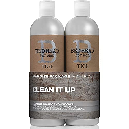 Bed Head for Men by TIGI | Clean Up Tiefreinigungsshampoo und Conditioner Set | Feuchtigkeitsspendende und glättende tägliche Haarpflege für gesundes Haar und Kopfhaut | Für normales Haar | 2 x 750 ml von TIGI