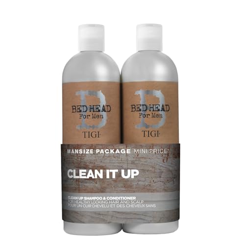 Bed Head for Men by TIGI | Clean Up Tiefreinigungsshampoo und Conditioner Set | Feuchtigkeitsspendende und glättende tägliche Haarpflege für gesundes Haar und Kopfhaut | Für normales Haar | 2 x 750 ml von TIGI