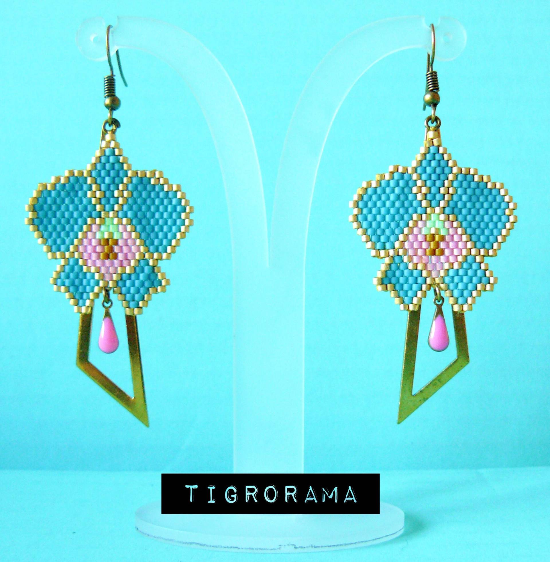 Miyuky Rosa Blaue Orchideenohrringe Miyuky Rosa Blaue Orchideenohrringe von TIGRORAMA