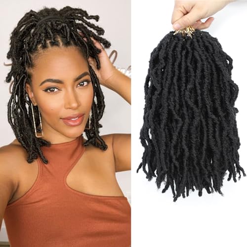 Falsche Locs 30,5 cm, 8 Packs, New Soft Locs Pre-Looped Häkelhaar, für schwarze Frauen, Häkelnadel, Kunsthaar, Haarverlängerungen (30,5 cm, 1B) von TIHQIEX