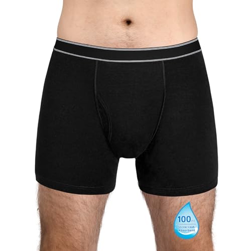 TIICHOO Inkontinenz Pants Männer aus Baumwolle Licht Saugfähigkeit 100ml Waschbar und Wiederverwendbar Inkontinenz Slip Herren 1er Pack(X-Large, 1 Schwarz) von TIICHOO