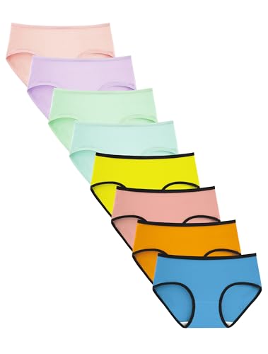 TIICHOO Mädchen Baumwolle Unterwäsche für Teenager 8-16 Jahren Bequeme Slips 8er Pack (M(Mädchen 10-12 Jahre alt), Dopaminfarbe) von TIICHOO