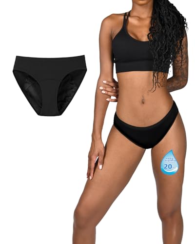TIICHOO Periodenunterschwäsche Starke Blutung Saugstarke Wochenbett Menstruations Bikini Hose für Frauen Mädchen 1er Pack (XXL, 1 Schwarz) von TIICHOO