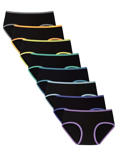 TIICHOO Unterwäsche Mädchen Baumwolle Teen Unterhosen 146 152 158 164 Weich Slips 8er Pack (L(Mädchen 12-14 Jahre alt), 8Schwarz) von TIICHOO