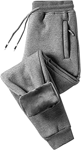 Fleece gepolsterte Hose Jogginghose Herren Baumwolle Winter Trainingshose Gefüttert Warme Männer Sporthose Dick Sporthose High Waist Sweathose Freizeithose Jogging Hose Mit Reißverschluss Taschen ( Co von TIIFFY