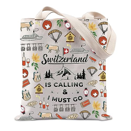 TIIMG Schweiz Liebhaber Handtasche Geschenk Switzerland Is Calling And I Must Go Tote Bag Europe Trip Gift, Weiss/opulenter Garten, big von TIIMG