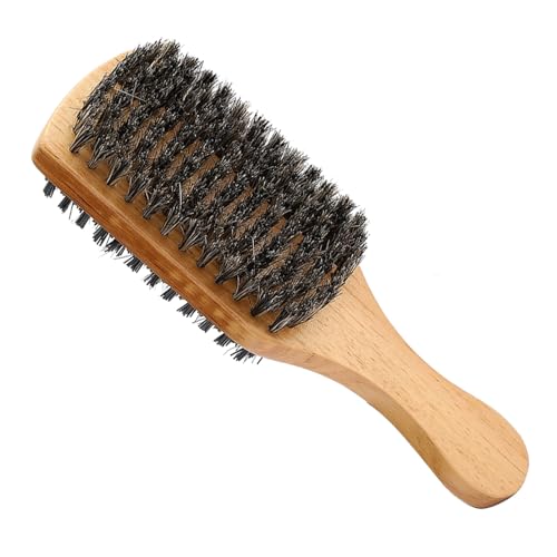 Bartbürste für Männer, Doppelseitige Bartbürste, Gesichtshaarbürste, Multifunktionales Rasierwerkzeug für Pflege und Styling (M 25 cm) von TIKATARER