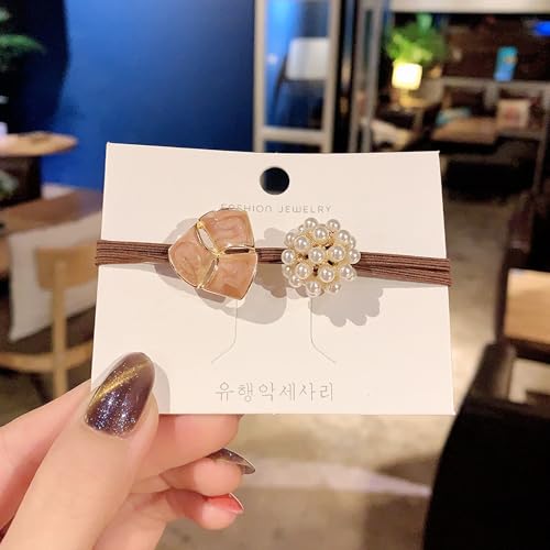 Haargummis mit Falschen Perlen, Elastisches Haarband mit Falschen Perlen, Modische Haargummis, Seile, Haarschmuck, Elastische Haarbänder, Falsche Perlen für Mädchen (Kleines von TIKATARER