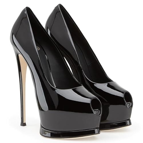 High Heels 17 cm Damen Wasserdichte Plattform Pole Tanz Benutzerdefinierte Schuhe,Schwarz-39 von TIKENBST