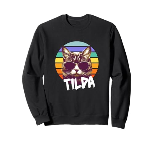 TILDA - Schöner Mädchen Name mit lustiger Katze Sweatshirt von TILDA Tochter Enkel Geburtstag Geschenkideen