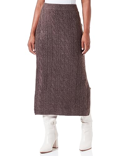 TILDEN Damen Strick Midirock Skirt, Dunkelbraun, XS/S von TILDEN