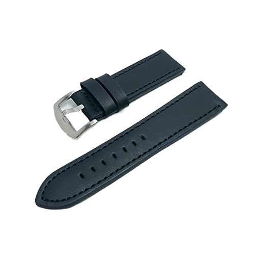 TILEZE 18 mm 20 mm 22 mm 24 mm hellbrauner Vintage -Uhren -Band -Gurt Leder -Uhrband Edelstahl Schnalle Klasze Uhr Accessoires (Color : Black, Size : 24mm) von TILEZE