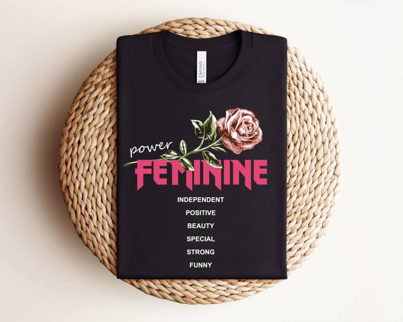 Feminine Power Blumen T-Shirt Frauen Empowerment Top Blumenmuster Sweatshirt Inspirational Damenmode Grafik Print Geschenk von TILKIWEAR
